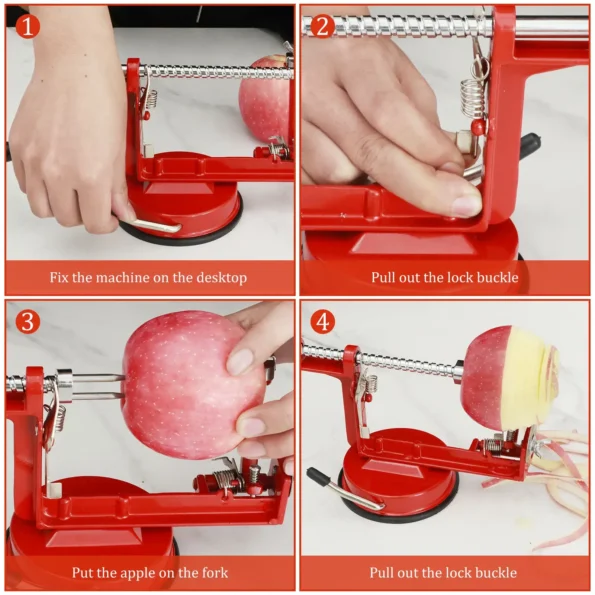 Durable apple peeler corer made from high-quality stainless steel, designed to withstand frequent use without rusting or bending
