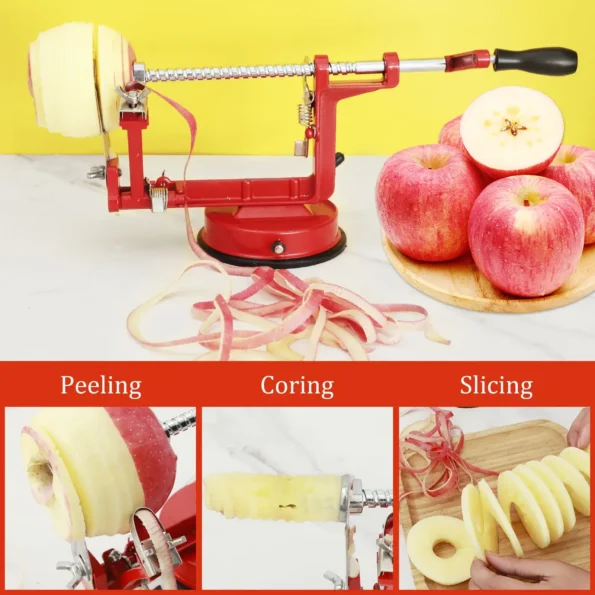 Compact apple peeler corer for quick and easy fruit prep, perfect for peeling, slicing, and coring apples in seconds