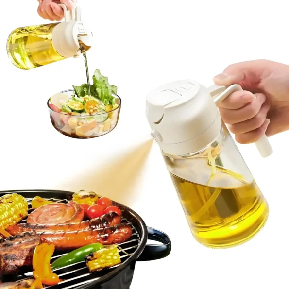 Oil sprayer for cooking with easy-to-clean components, dishwasher-safe and resistant to residue buildup for hassle-free maintenance