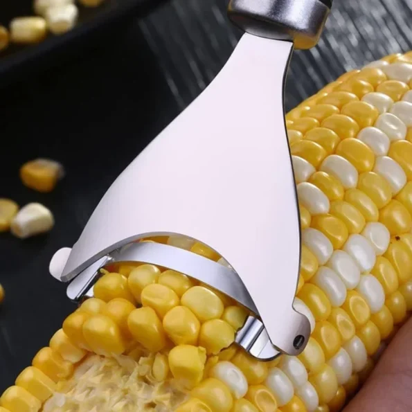 Multi-function corn stripper for kernels and broth collection, reducing waste and enhancing flavor in your recipes