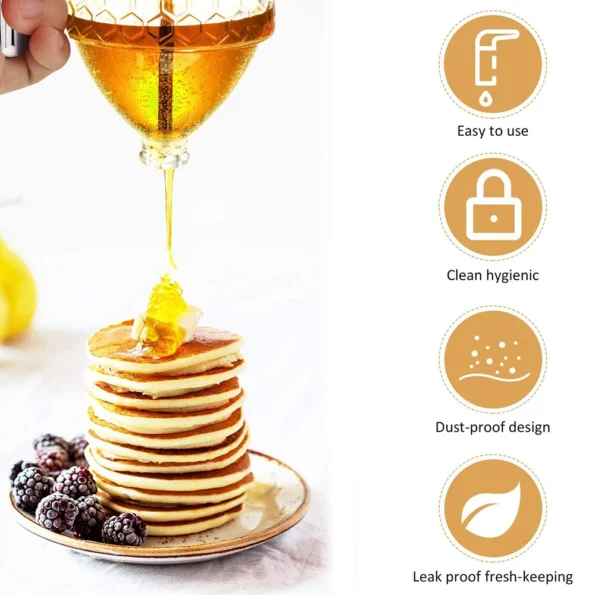 Drip-free honey dispenser with trigger lever for precise pouring