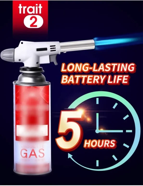 Çevre dostu kullanım için değiştirilebilir gaz tankına bağlı yeniden doldurulabilir bütan meşalesi