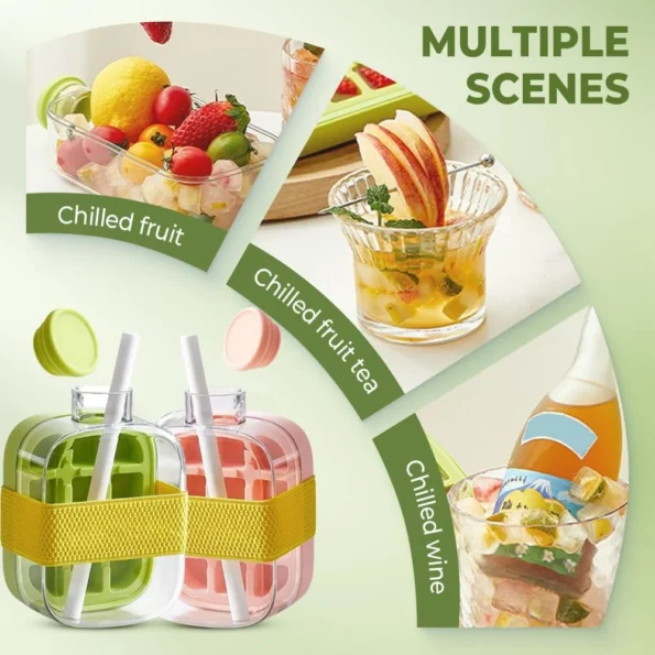 2-in-1 ice cube bottle for health-conscious drinkers, perfect for infusing water with fruit, herbs, or creating refreshing cold beverages