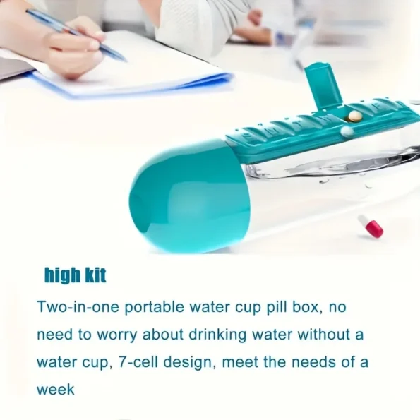 Pill Organizer water bottle for family trips and vacations, ensuring everyone stays hydrated and on track with their medications
