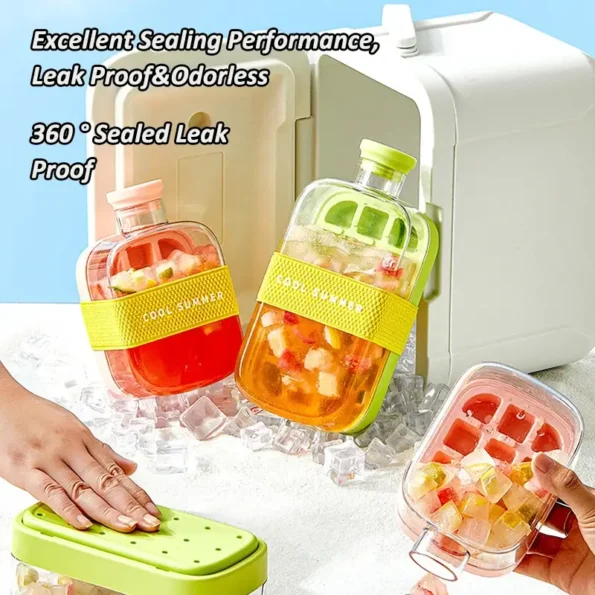Space-saving 2-in-1 ice cube bottle for small bags and backpacks, compact design ideal for minimalist storage and everyday carry