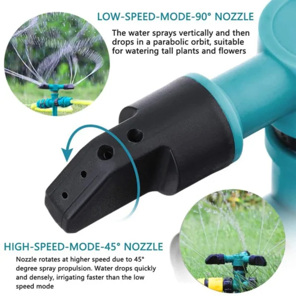 360° rotating lawn sprinkler for large yards and gardens, providing full-circle coverage to keep every corner green and vibrant