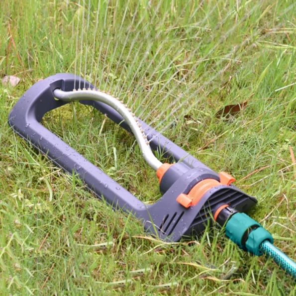 Space-saving oscillating sprinkler for small outdoor areas, compact and versatile for patios, balconies, or urban gardens