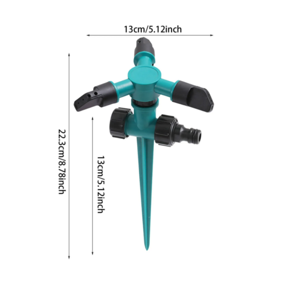 360° rotating lawn sprinkler with adjustable nozzles for custom coverage, allowing users to control water flow and spray patterns